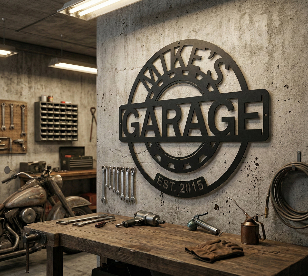 Personalized Garage Metal Sign, Custom Garage Wall Decor, Workshop Sign, Man Cave Decor