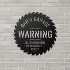 Personalized Garage Warning Metal Sign, Custom Dad's Garage Sign, Workshop Wall Decor, Authorized Personnel Only