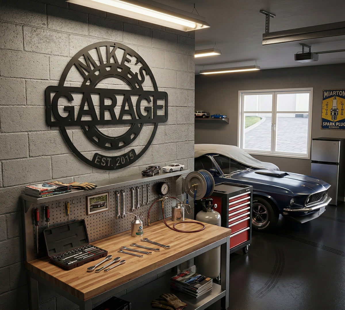 Personalized Garage Metal Sign, Custom Garage Wall Decor, Workshop Sign, Man Cave Decor