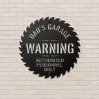Personalized Garage Warning Metal Sign, Custom Dad's Garage Sign, Workshop Wall Decor, Authorized Personnel Only
