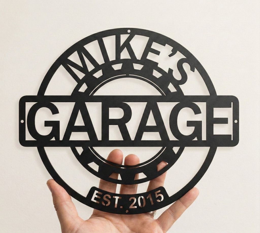 Personalized Garage Metal Sign, Custom Garage Wall Decor, Workshop Sign, Man Cave Decor