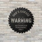 Personalized Garage Warning Metal Sign, Custom Dad's Garage Sign, Workshop Wall Decor, Authorized Personnel Only