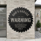 Personalized Garage Warning Metal Sign, Custom Dad's Garage Sign, Workshop Wall Decor, Authorized Personnel Only