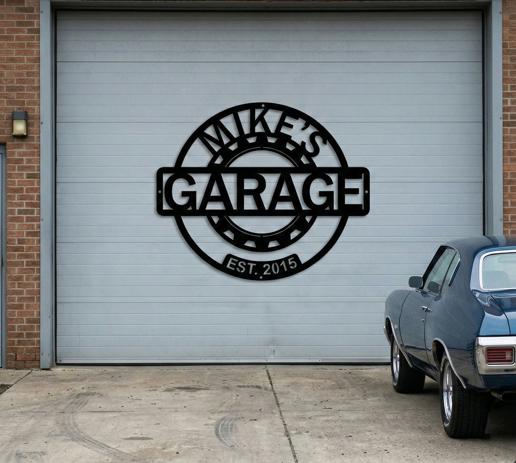 Personalized Garage Metal Sign, Custom Garage Wall Decor, Workshop Sign, Man Cave Decor