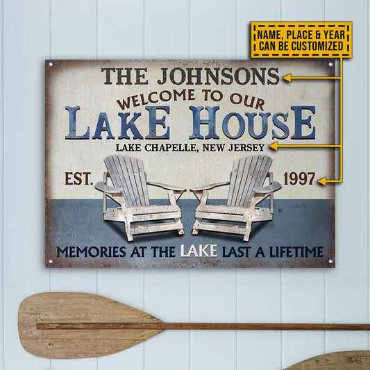 Personalized Lake Memories At The Lake Customized Metal Sign Home Decor