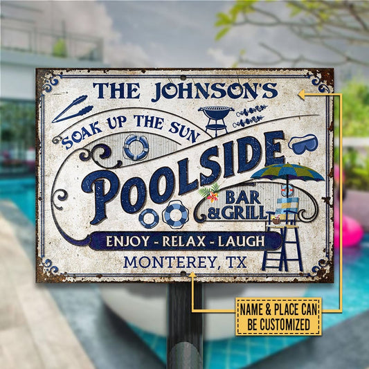 Personalized Pool Bar & Grill Customized Metal Sign Home Decor