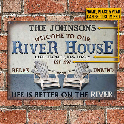 Personalized River House Life Is Better Customized Metal Sign Home Decor