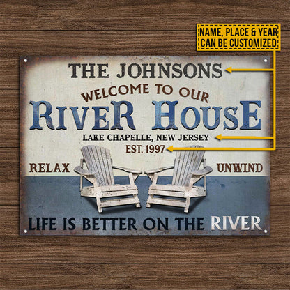 Personalized River House Life Is Better Customized Metal Sign Home Decor