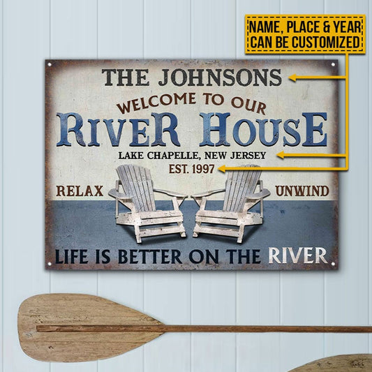 Personalized River House Life Is Better Customized Metal Sign Home Decor