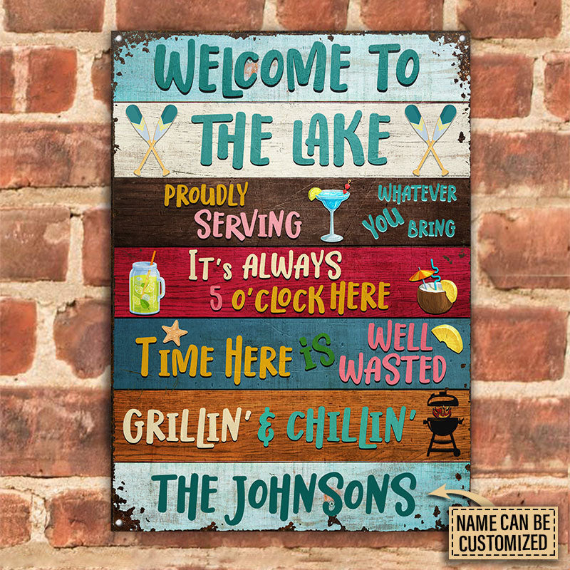 Lake House Proudly Serving Custom Metal Sign Home Decor