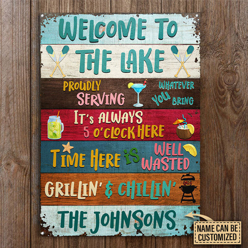 Lake House Proudly Serving Custom Metal Sign Home Decor
