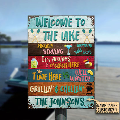 Lake House Proudly Serving Custom Metal Sign Home Decor