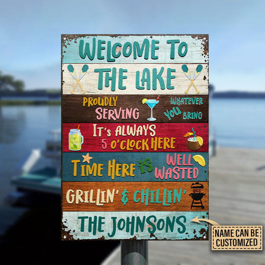 Lake House Proudly Serving Custom Metal Sign Home Decor