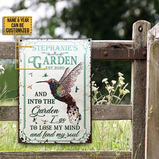 Personalized Hummingbird Garden And Into Customized Metal Sign Home Decor