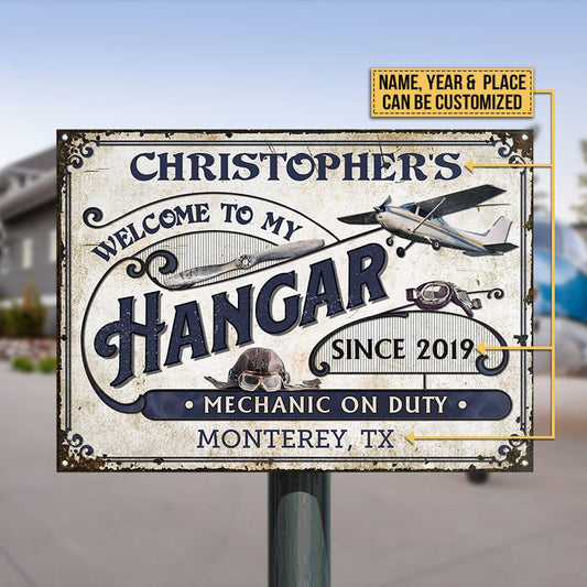 Personalized Pilot Hangar Mechanic On Duty Custom Metal Sign Home Decor