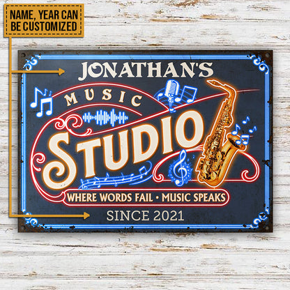 Personalized Saxophone Music Studio Custom Metal Sign Home Decor