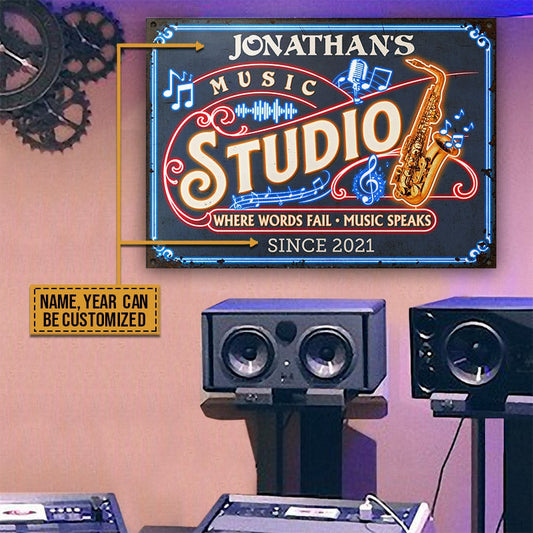 Personalized Saxophone Music Studio Custom Metal Sign Home Decor