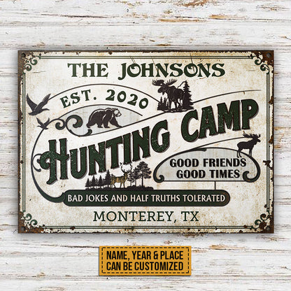 Hunting Camp Bad Jokes And Half Truths Custom Metal Sign Home Decor