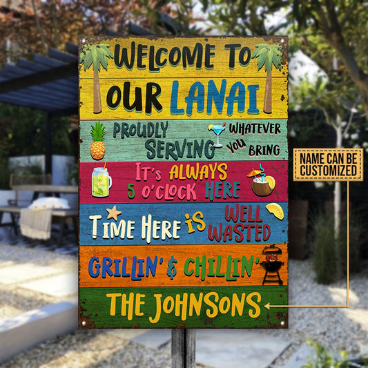 Lanai Welcome To Our Custom Metal Sign Home Decor