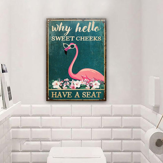 Flamingo Why Hello Customized Metal Sign Home Decor