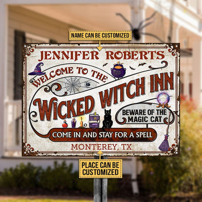 Witch Inn Black Cat Stay For A Spell Custom Metal Sign Home Decor