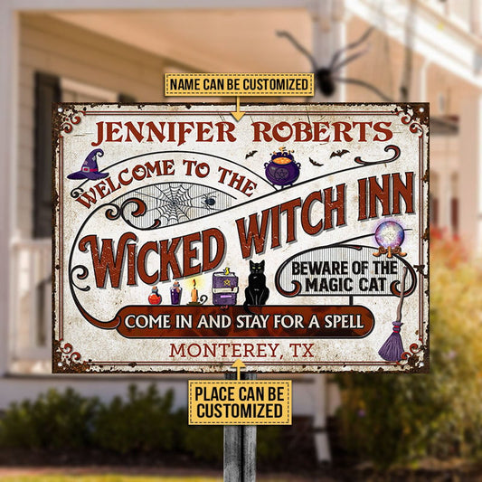 Witch Inn Black Cat Stay For A Spell Custom Metal Sign Home Decor