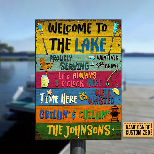 Lake Welcome Proudly Serving Custom, Lake Decor, Lake Gifts Metal Sign Home Decor
