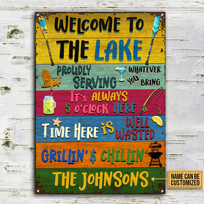 Lake Welcome Proudly Serving Custom, Lake Decor, Lake Gifts Metal Sign Home Decor
