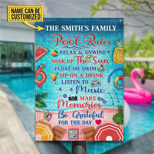 Swimming Pool Rules Relax And Unwind Custom Metal Sign Home Decor