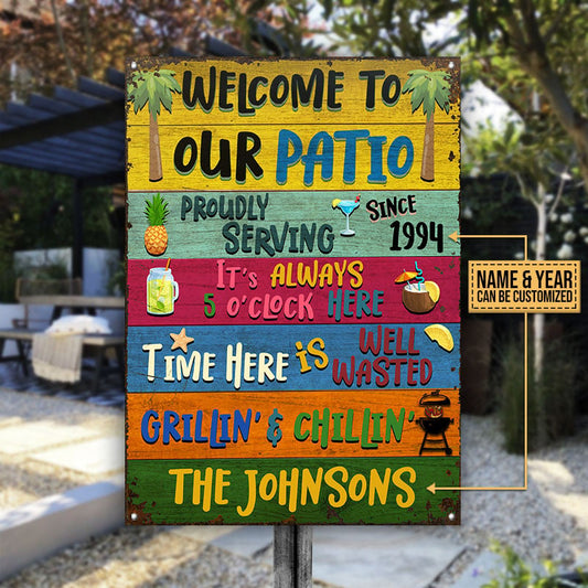 Patio Welcome Grilling Chilling Custom, Patio Decorations, Outdoor Decorating Ideas Metal Sign Home Decor