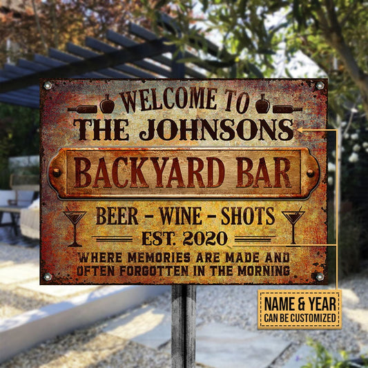 Backyard Bar Memories Are Made Custom, Outdoor Bar Decor, Yard Sign Metal Sign Home Decor