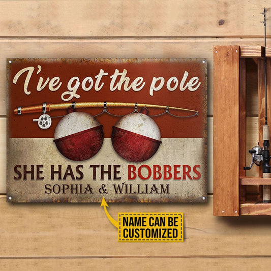 Fishing Couple Got The Pole Custom, Tackle Sign, Lake House, Tin Sign Metal Sign Home Decor