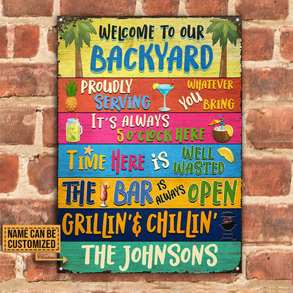 Backyard Bar Grilling Welcome To Custom Metal Sign Home Decor