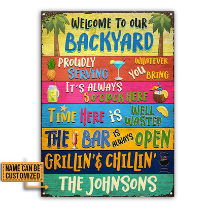 Backyard Bar Grilling Welcome To Custom Metal Sign Home Decor
