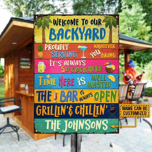 Backyard Bar Grilling Welcome To Custom Metal Sign Home Decor