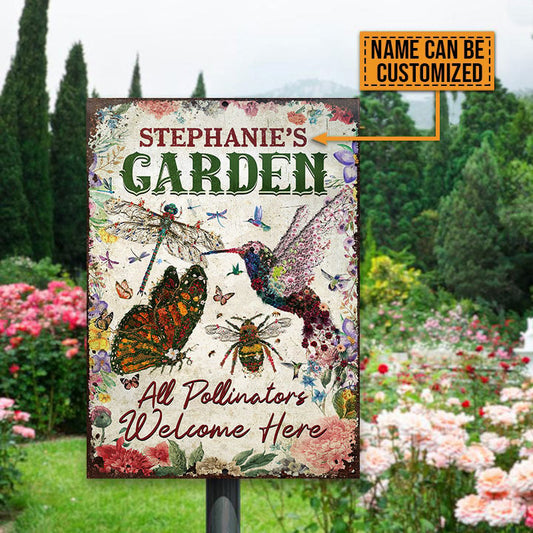 Flower Garden, Pollinators Welcome, Garden Decor, Custom Metal Sign Home Decor