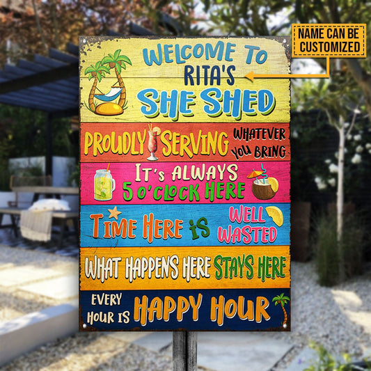 She Shed What Happens Here Stays Here Custom Metal Sign Home Decor
