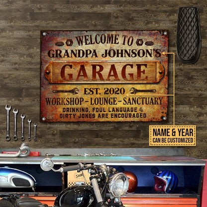 Auto Mechanic Rustic Garage Drinking Are Encouraged Custom, Grandpa Gift, Auto Mechanic Gift Metal Sign Home Decor