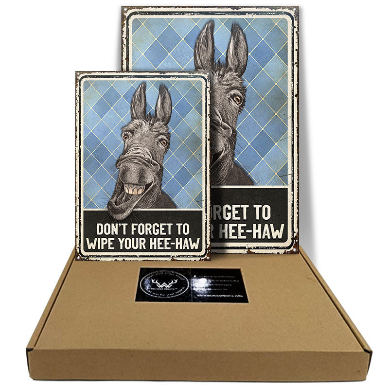 Donkey Funny Restroom Wipe Your Hee-Haw - Custom Metal Sign Home Decor