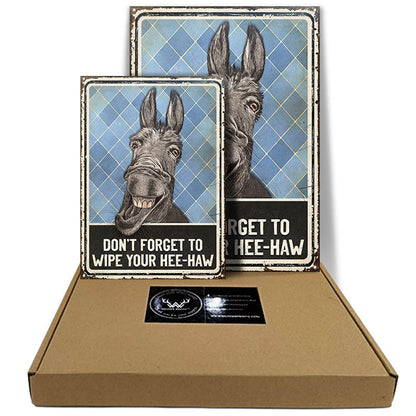 Donkey Funny Restroom Wipe Your Hee-Haw - Custom Metal Sign Home Decor