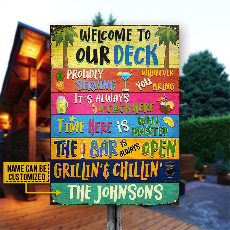 Deck Bar Grilling Welcome To Custom Metal Sign Home Decor