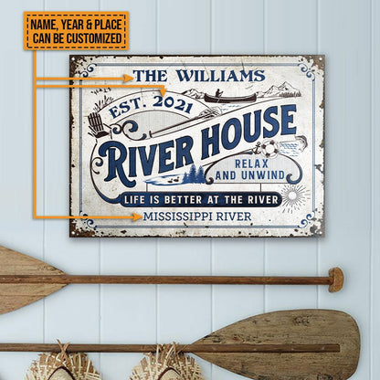 Personalized River House Life Is Better Custom Metal Sign Home Decor
