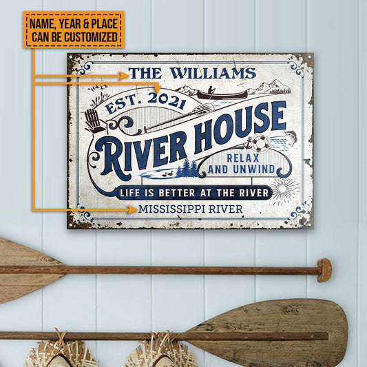 Personalized River House Life Is Better Custom Metal Sign Home Decor