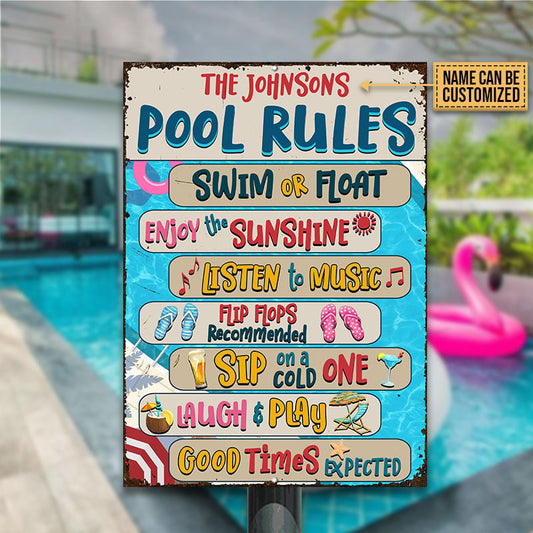 Swimming Pool Rules Sip On Cold One Custom, Pool Decor Metal Sign Home Decor