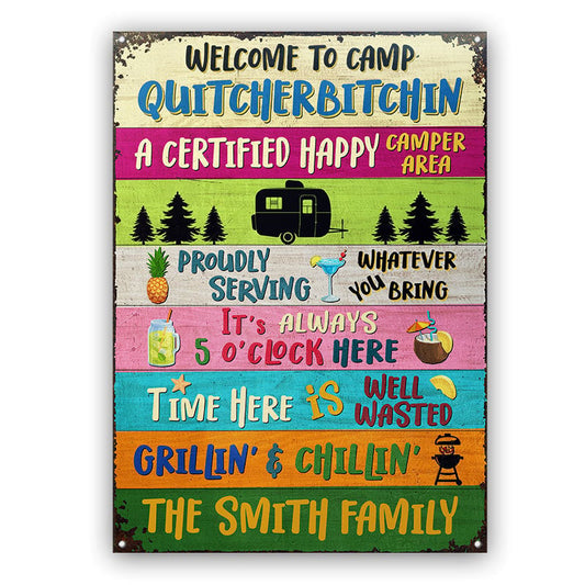 Welcome To Camp Proudly Serving Camping - Personalized Custom Metal Sign Home Decor