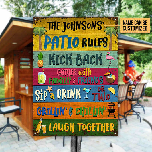 Personalized Patio Rules Kick Back Custom Metal Sign Home Decor