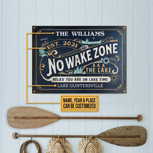 Personalized Lake No Wake Relax Customized Metal Sign Home Decor