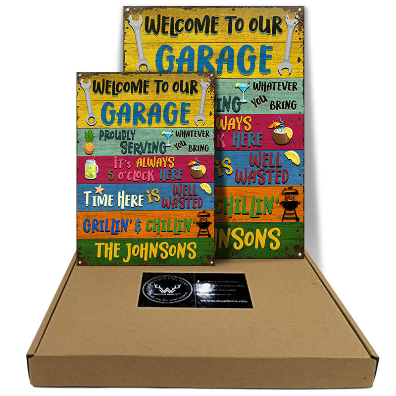 Welcome To Our Garage - Personalized Custom Metal Sign Home Decor