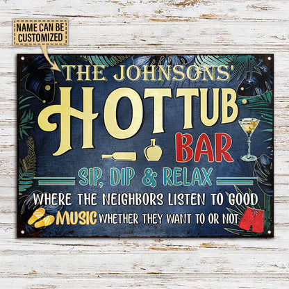 Hot Tub Bar Good Music, Outdoor Hot Tub Decor, Custom Metal Sign Home Decor