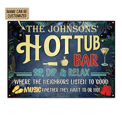 Hot Tub Bar Good Music, Outdoor Hot Tub Decor, Custom Metal Sign Home Decor